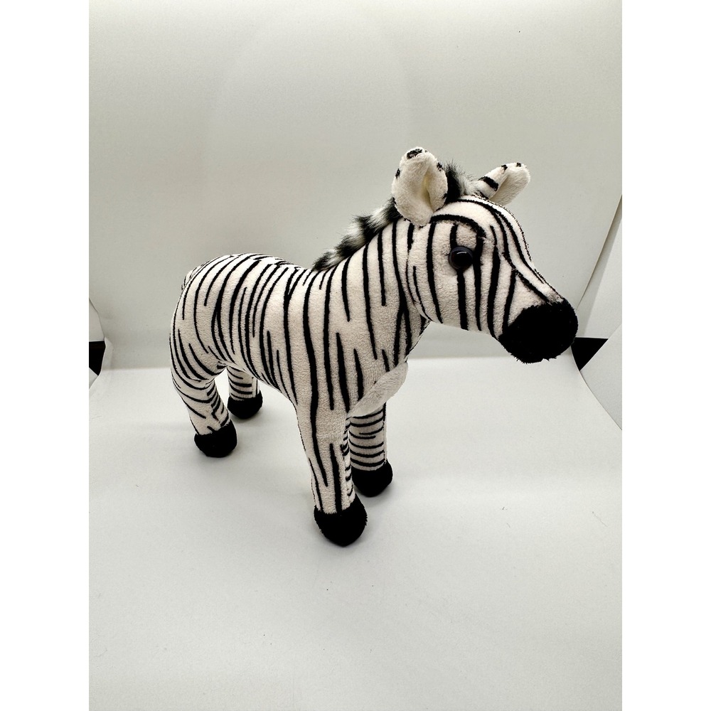 FAO Schwarz Zebra Plush Stuffed Animal Toy Black White Striped 10 inch Signature